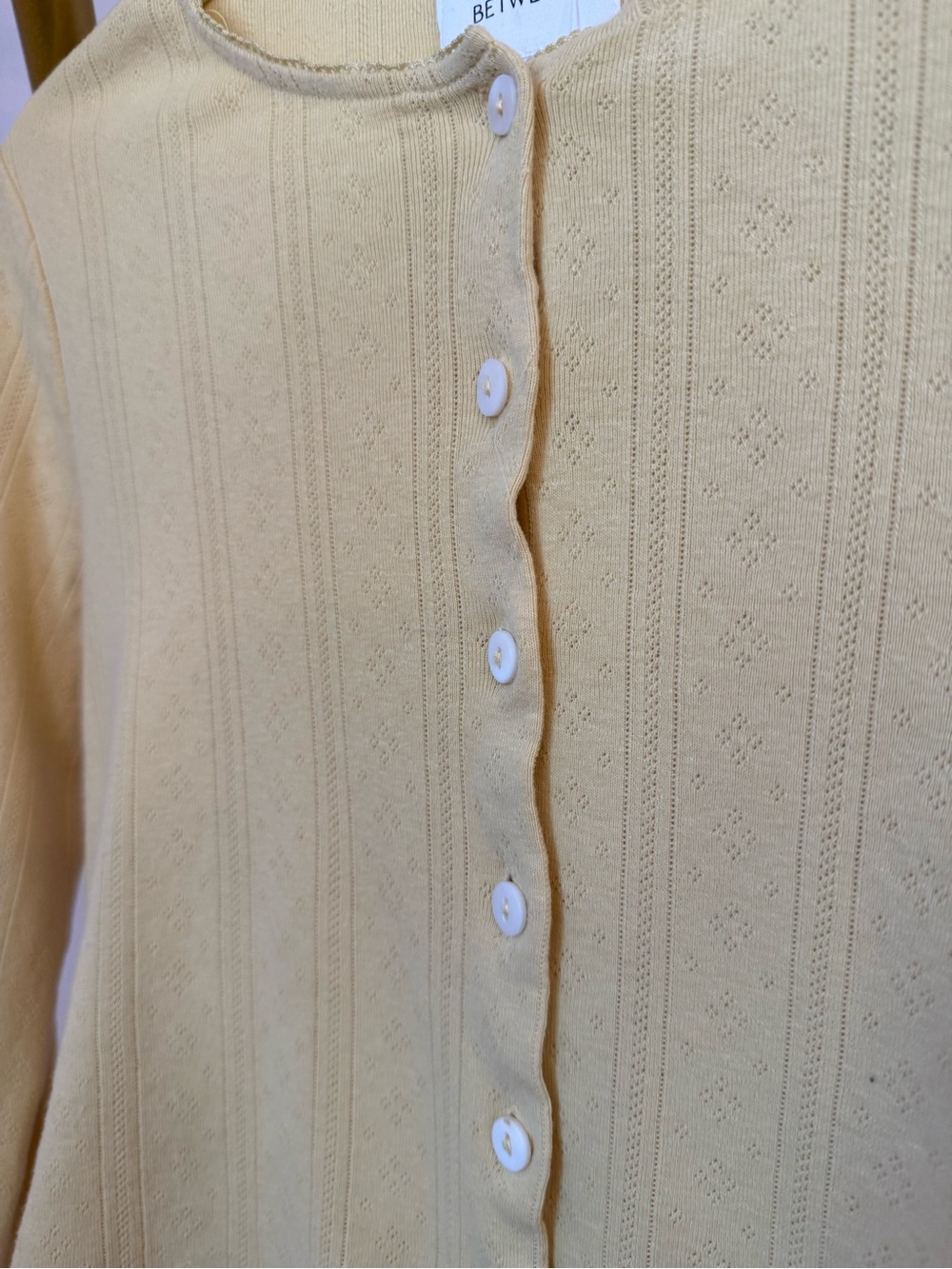 Things Between Yellow Ribbed Button-Down Knit Top - Picture 2 of 4